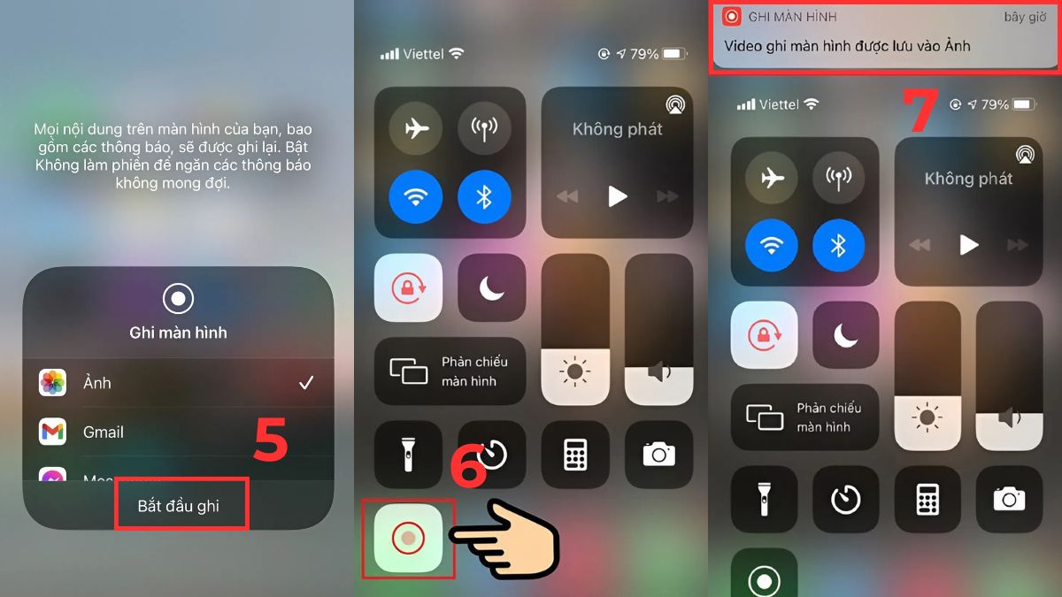 Cách quay màn hình iPhone có tiếng bước 3