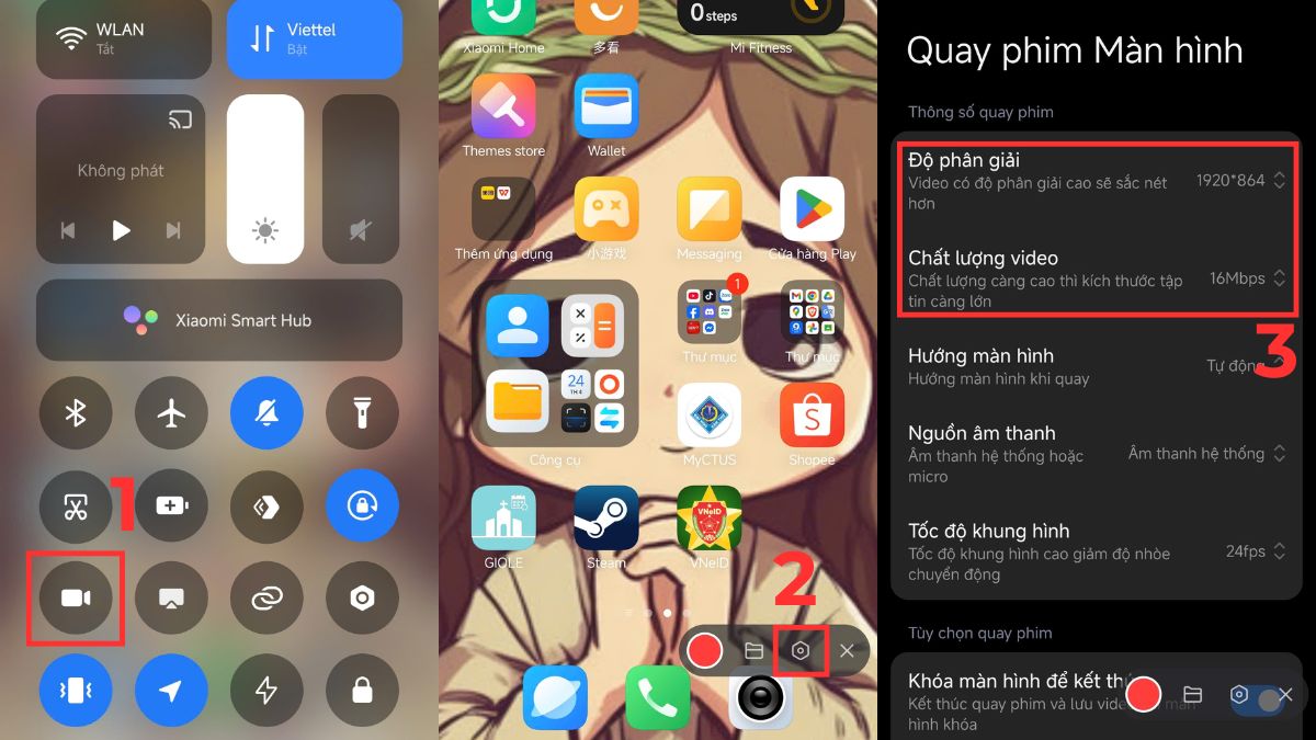 Hướng dẫn cách cài đặt chất lượng video khi quay màn hình điện thoại Xiaomi