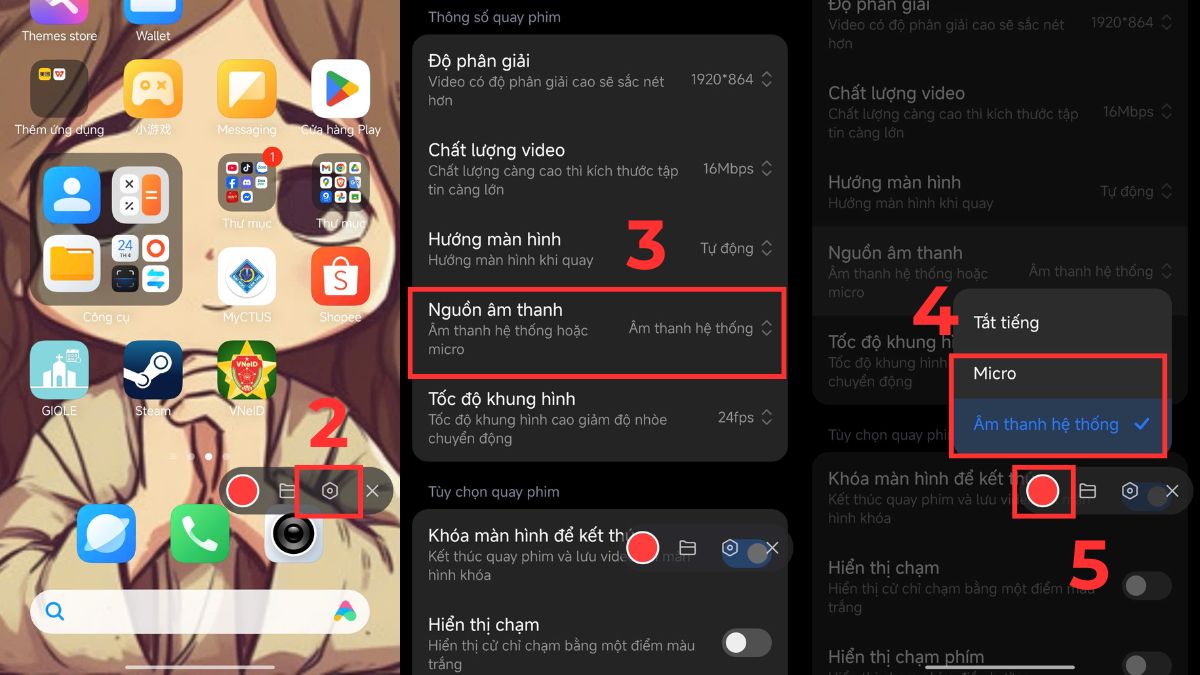 cách quay màn hình xiaomi có âm thanh bước 2