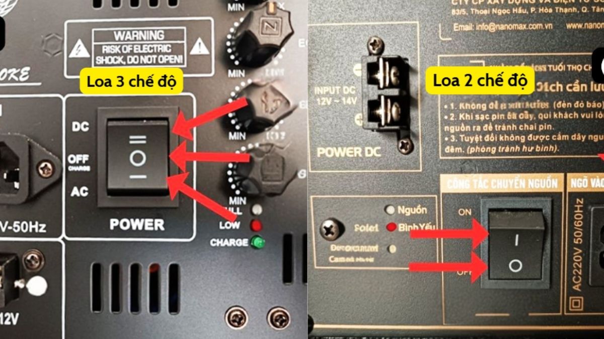 Các chế độ thực hiện cách sạc trên loa kéo Nanomax