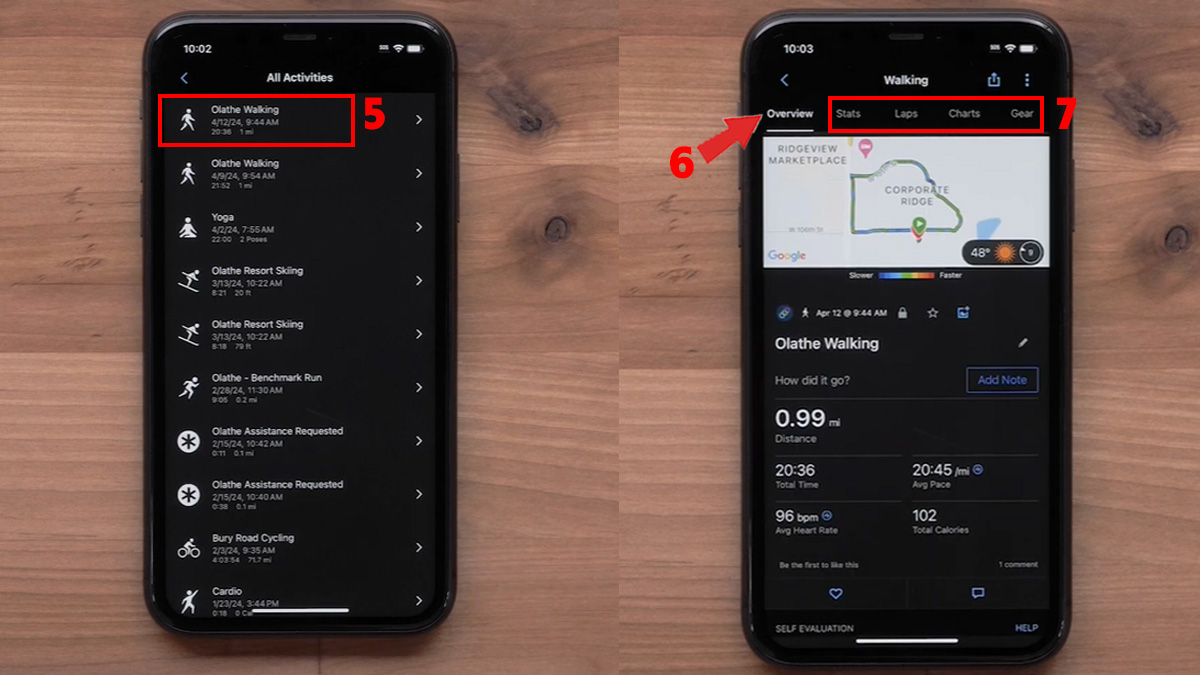 Cách sử dụng đồng hồ Garmin Xem phân tích các hoạt động trên ứng dụng bước 2