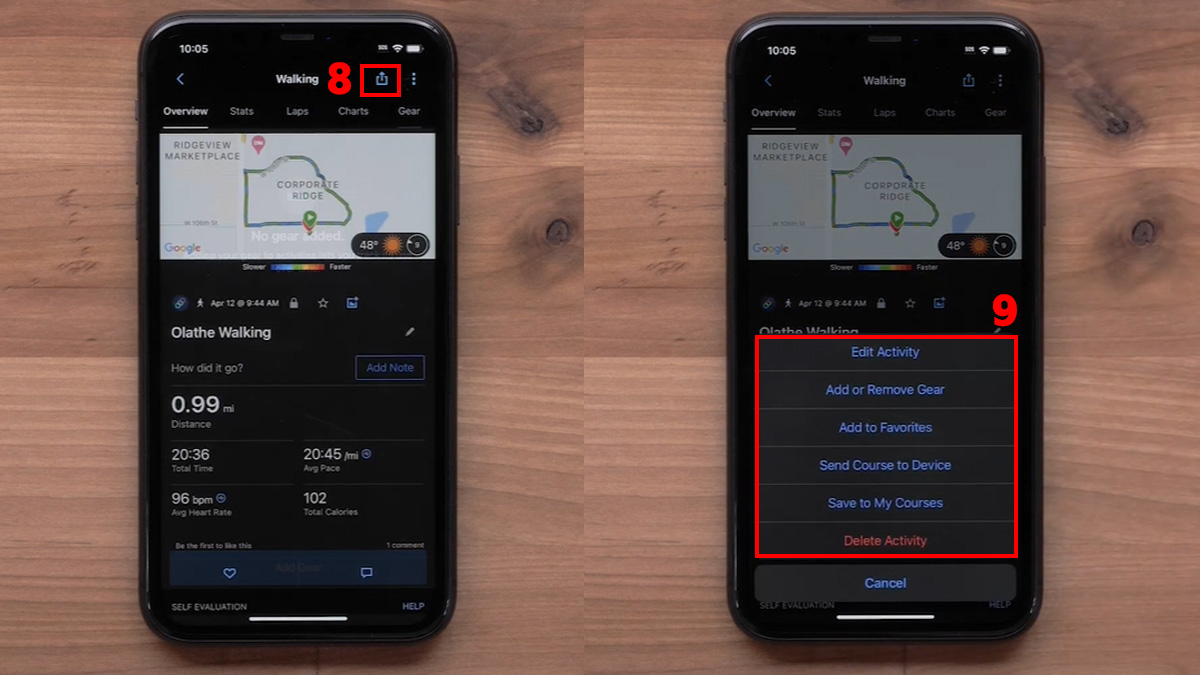 Cách sử dụng đồng hồ Garmin Xem phân tích các hoạt động trên ứng dụng bước 3