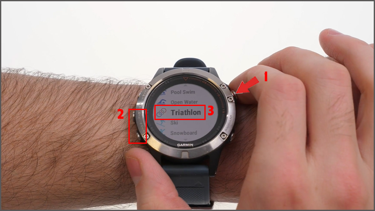 Cách sử dụng đồng hồ Garmin theo dõi 3 môn thể thao phối hợp bước 1