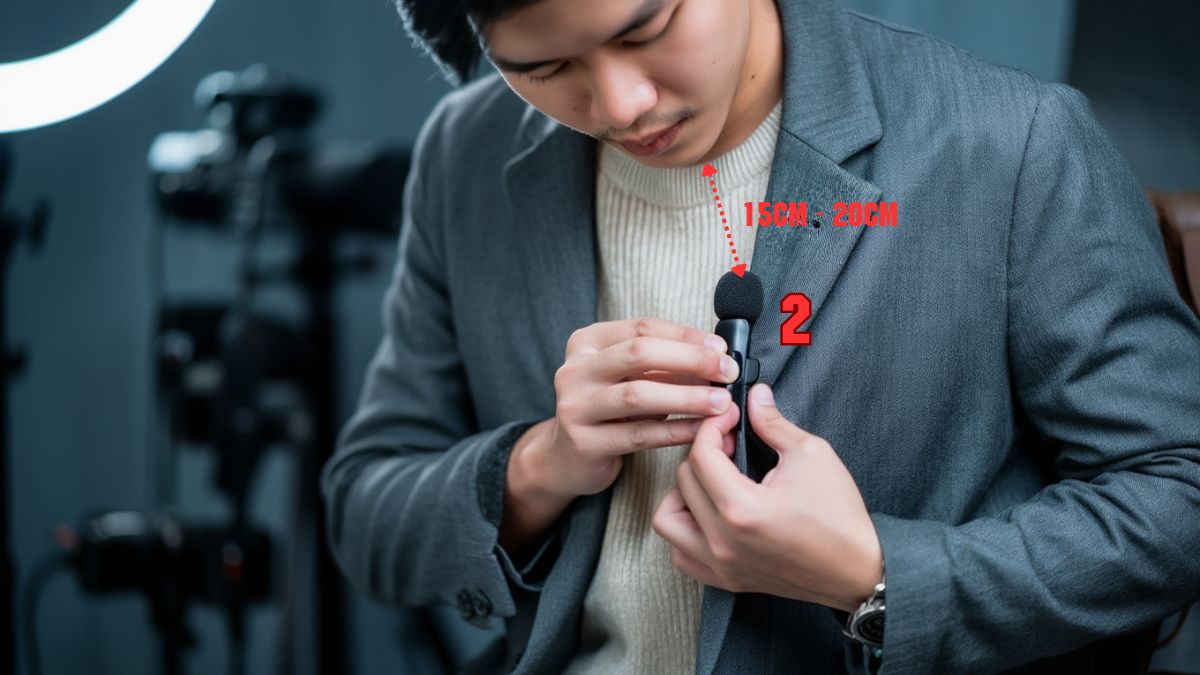 Cách sử dụng wireless lavalier microphone bước 2