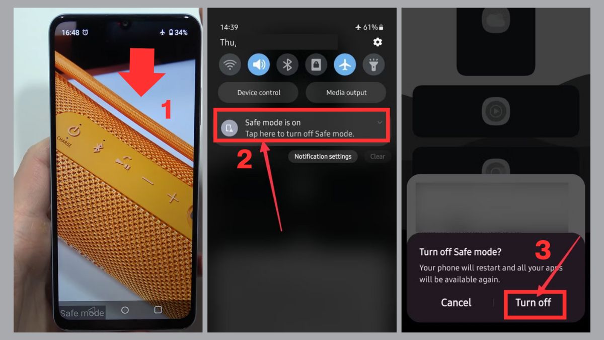 Cách tắt chế độ an toàn trên Realme từ thông báo