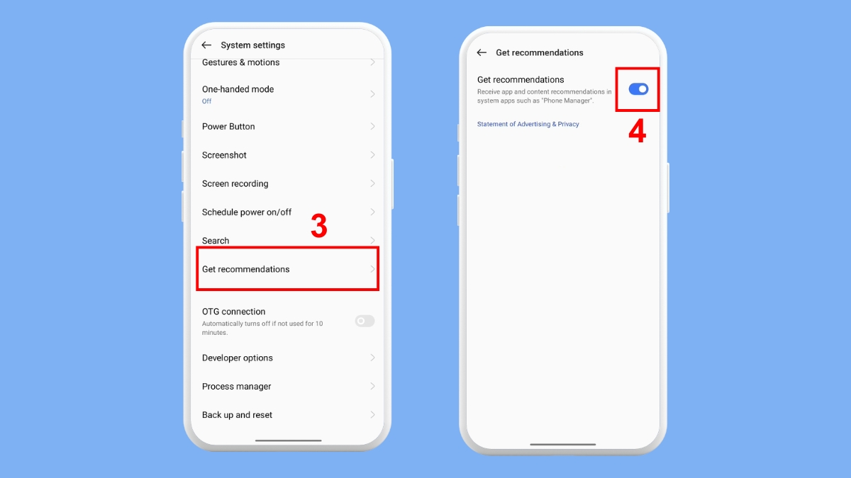 Cách tắt quảng cáo trên điện thoại Realme trong cài đặt bước 3
