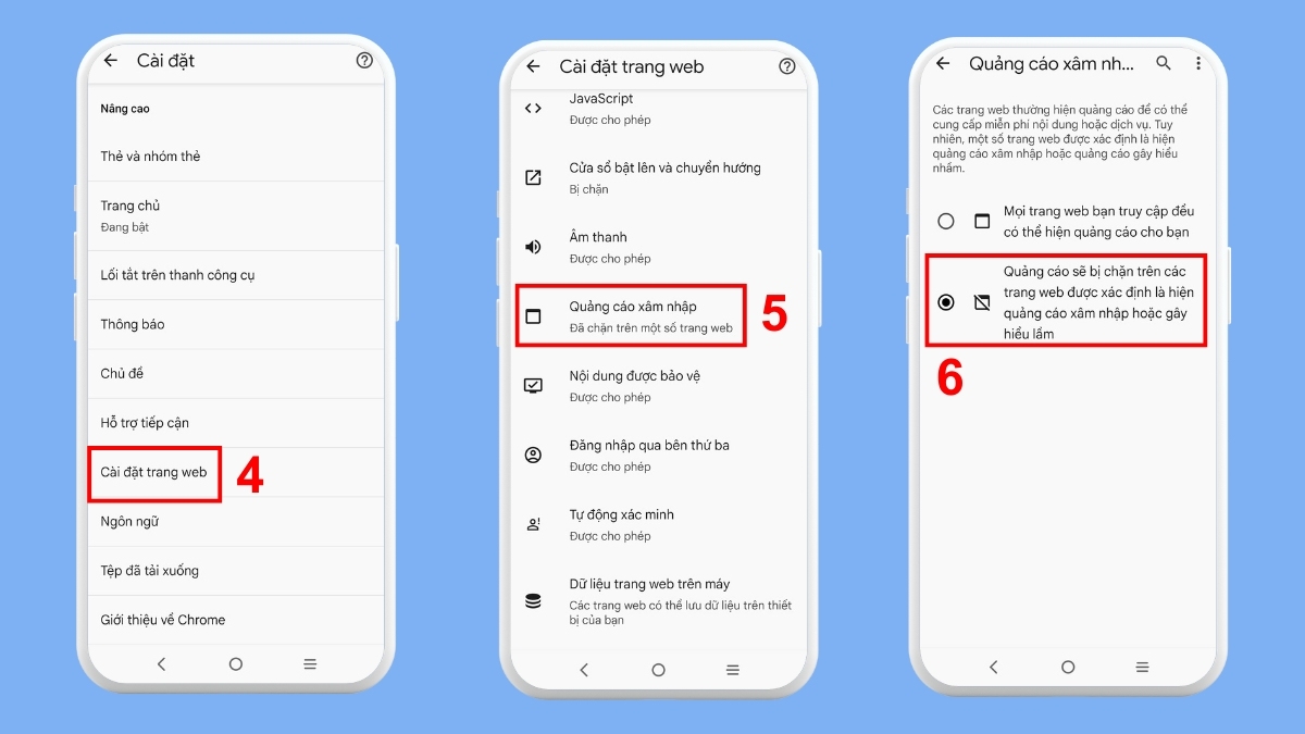cách Tắt quảng cáo trên Chrome của điện thoại Realme bước 2