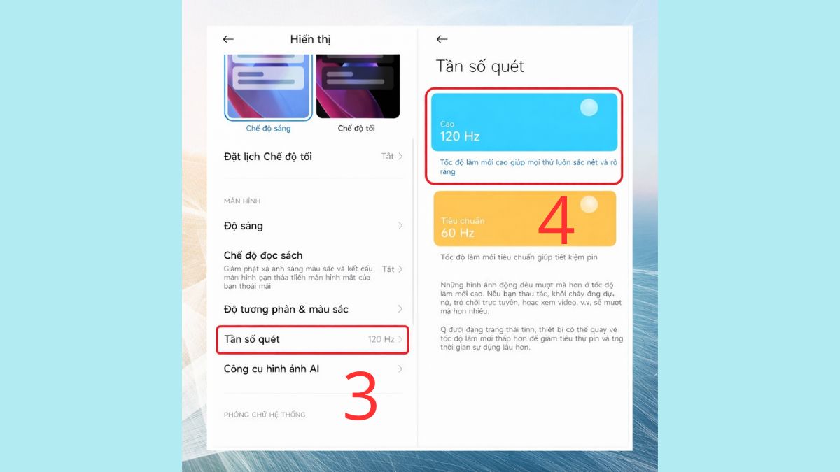 cách tiết kiệm pin Android giảm tần số bước 3