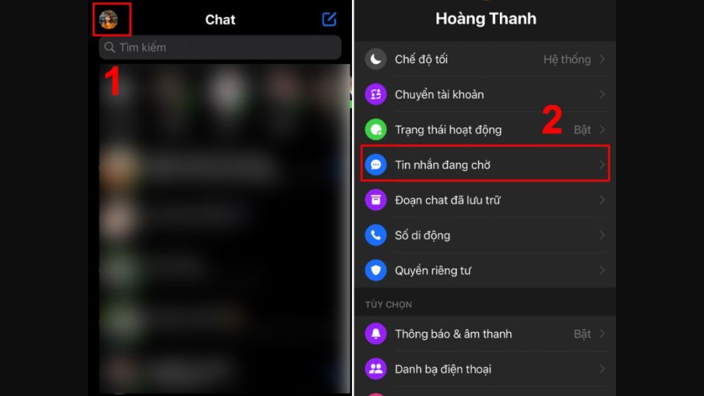 Cách xem tin nhắn bị ẩn trên Messenger bằng điện thoại bước 1