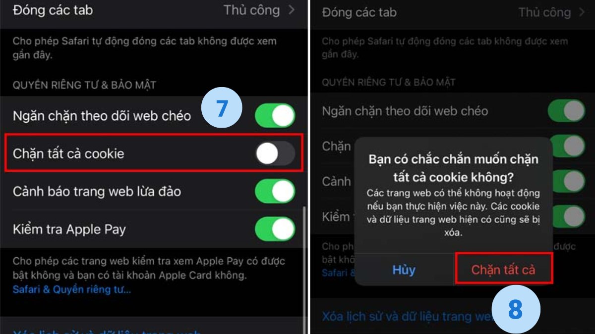 Cách xóa Cookie trong trình duyệt Safari bước 4