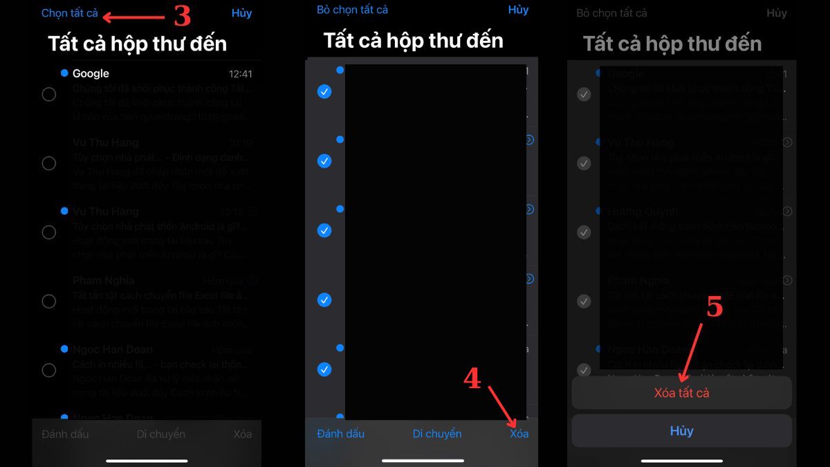 Cách xoá toàn bộ email trên iPhone trong hộp thư bước 3