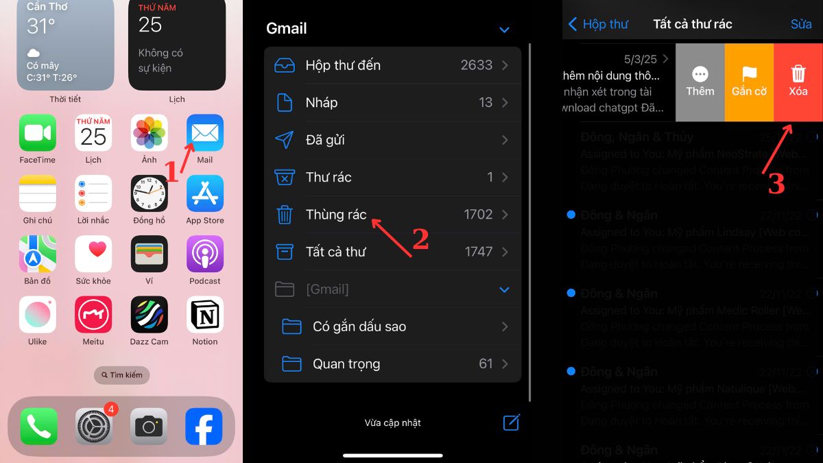 Cách xoá email vĩnh viễn khỏi thùng rác trên iPhone