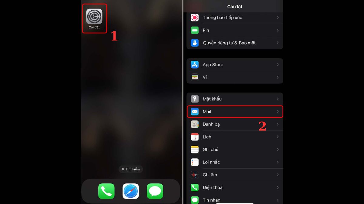 Cách xoá email ra khỏi thiết bị trên iPhone bước 1