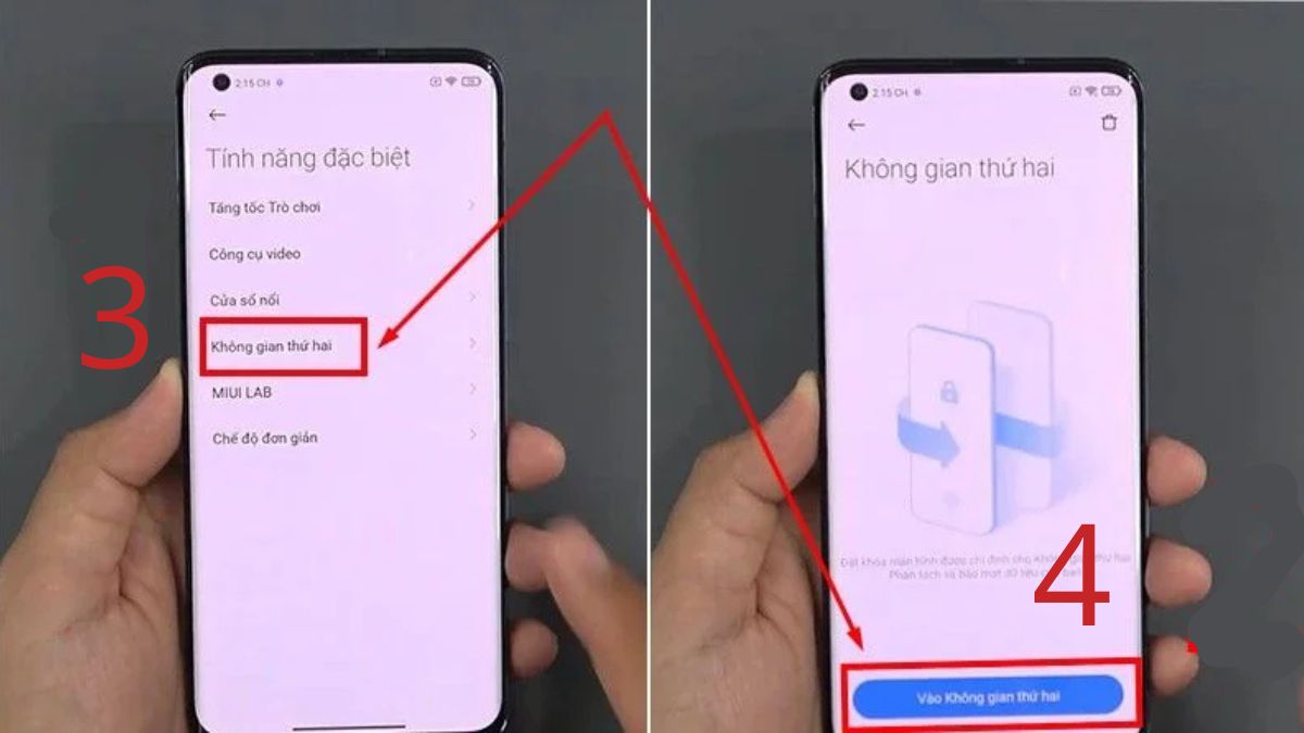 Cách tạo không gian thứ 2 Xiaomi sau khi đã xóa bước 2