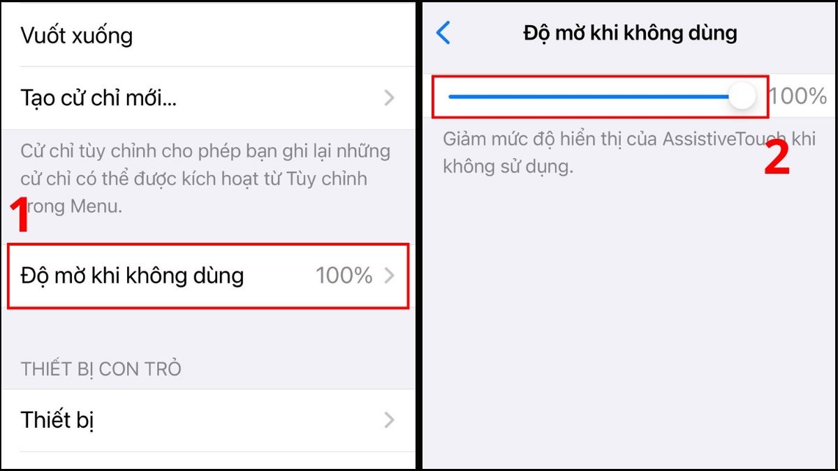 Tùy chỉnh cài đặt nút Home trên iPhone điều chỉnh độ mờ nút home ảo