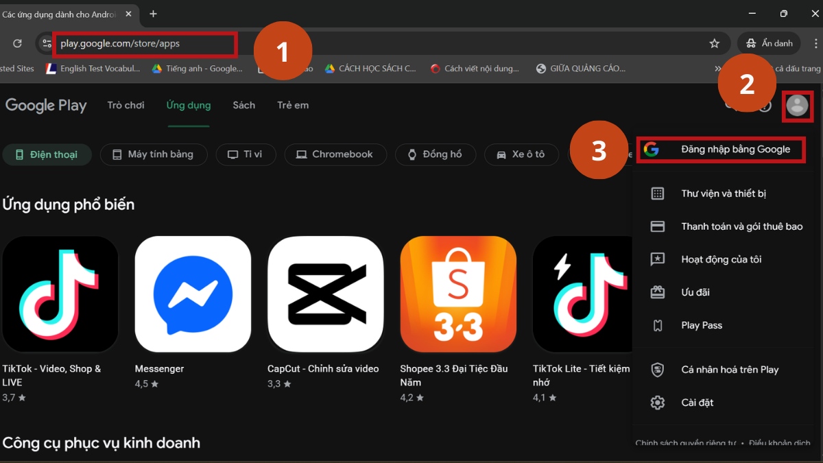 Cách cài đặt ứng dụng cho Android bằng máy tính bước 1