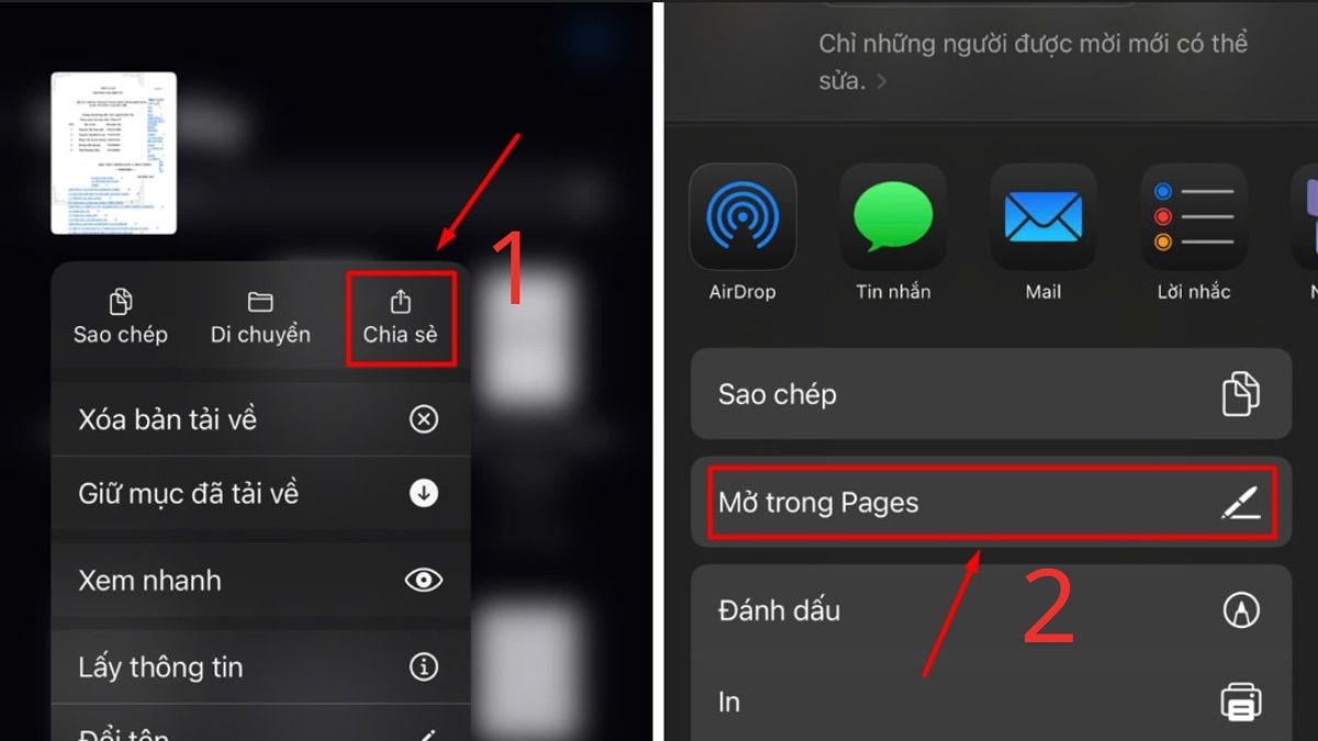 Cách chỉnh sửa văn bản trên iPhone bằng Pages bước 1