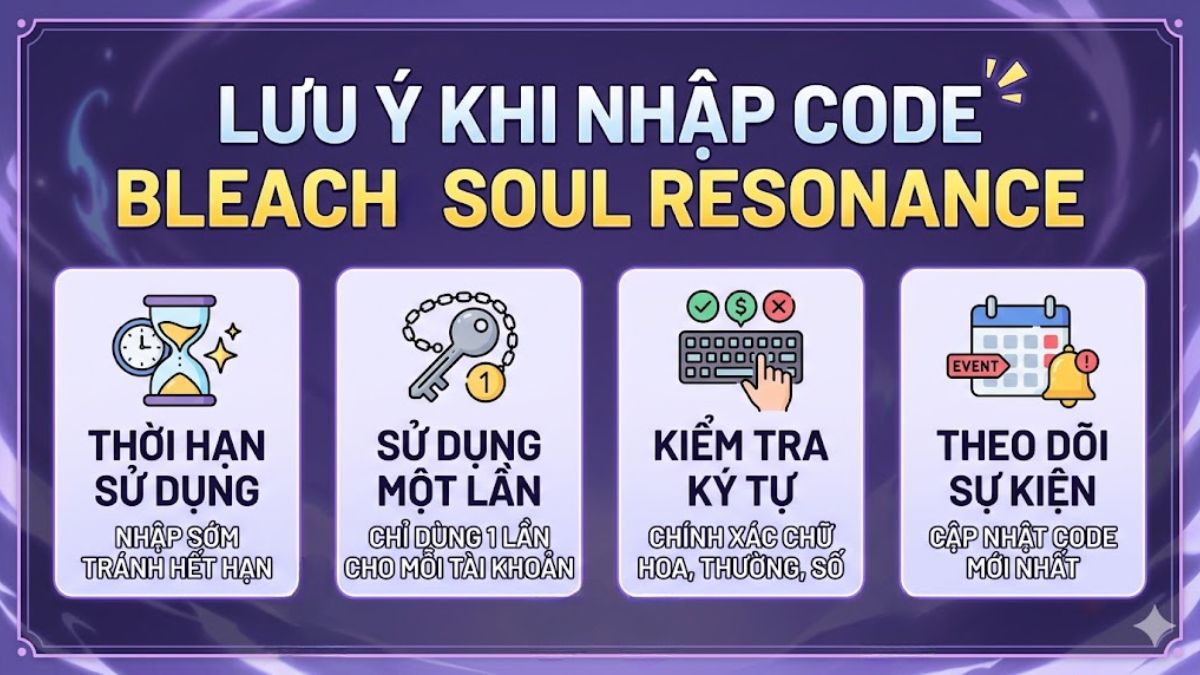 Lưu ý khi nhập code Bleach Soul Resonance