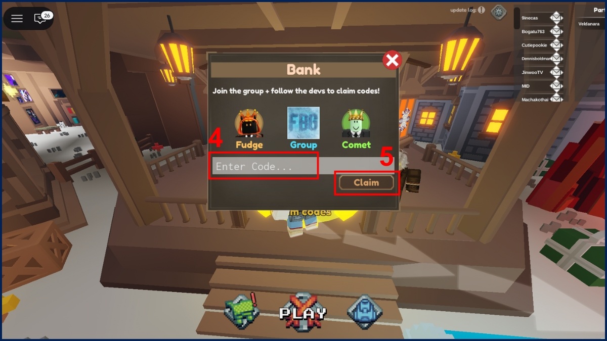 Cách nhập mã code Pixel Blade bước 4