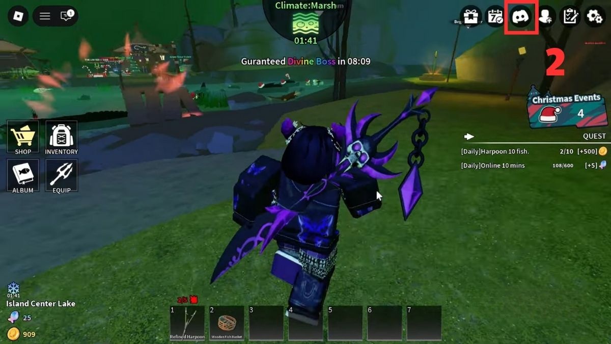 Cách nhập mã code Spear Fishing bước 2