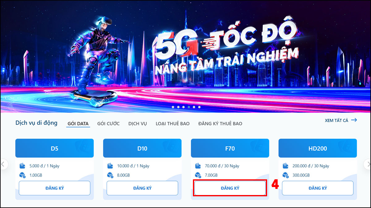 Cách đăng ký mạng MobiFone tháng bằng website