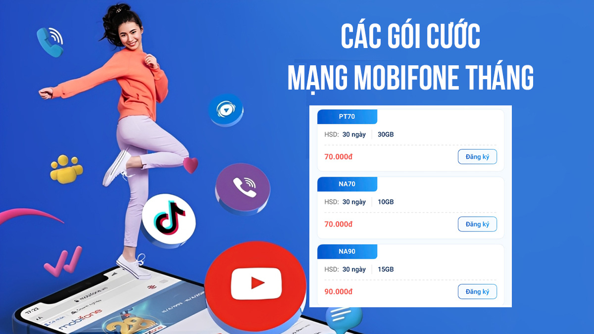 Các gói cước đăng ký mạng MobiFone tháng