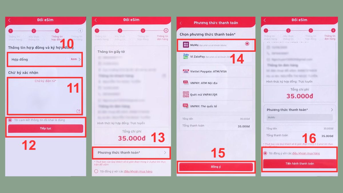 Cách kích hoạt eSIM trên iPhone bằng app nhà mạng bước 3