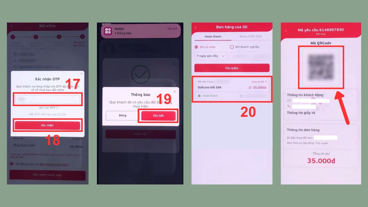 Cách kích hoạt eSIM trên iPhone bằng app nhà mạng bước 4