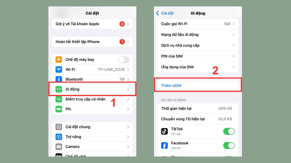 Cách kích hoạt eSIM trên iPhone Chuyển số điện thoại từ iPhone cũ sang iPhone mới bước 1