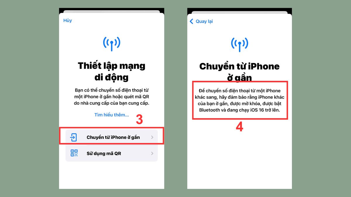 Cách kích hoạt eSIM trên iPhone Chuyển số điện thoại từ iPhone cũ sang iPhone mới bước 2