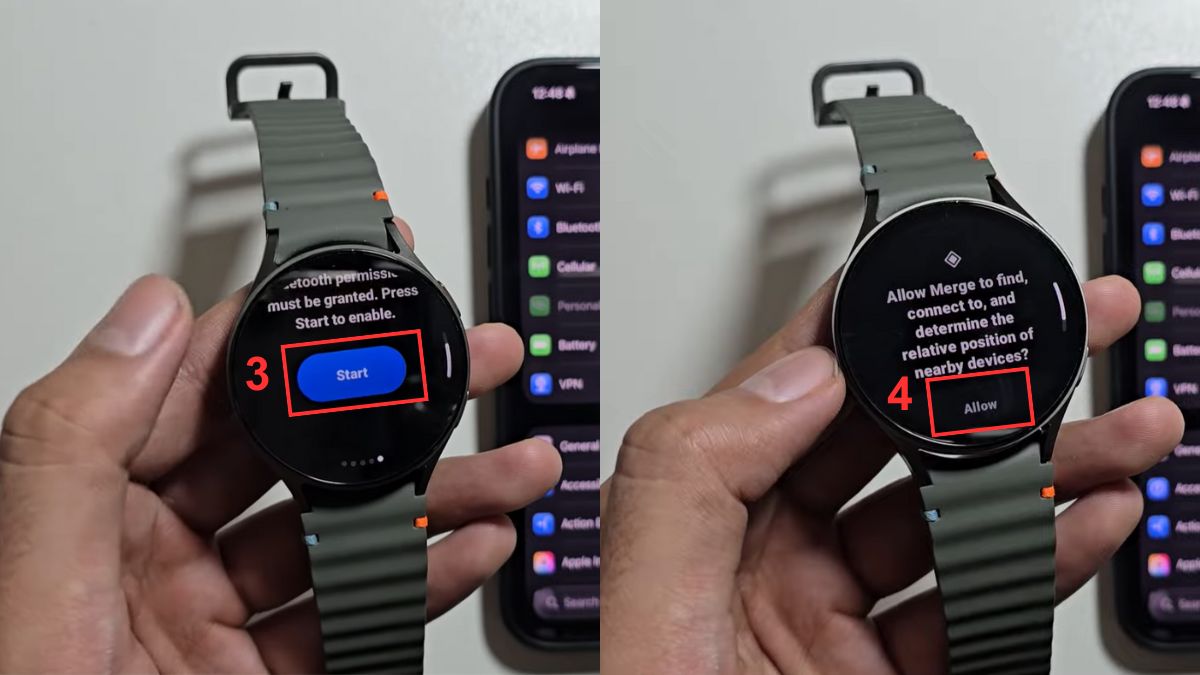 Cách kết nối Galaxy Watch 7 với iPhone bước 1-2