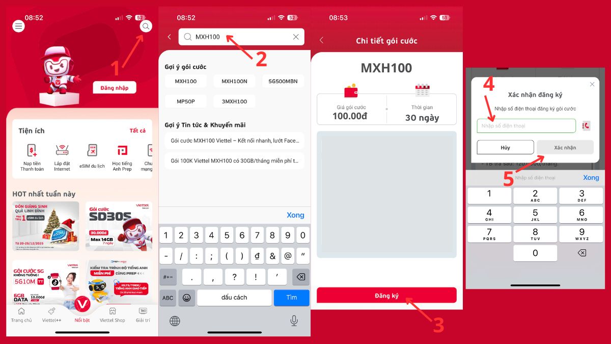 Cách đăng ký gói MXH100 Viettel