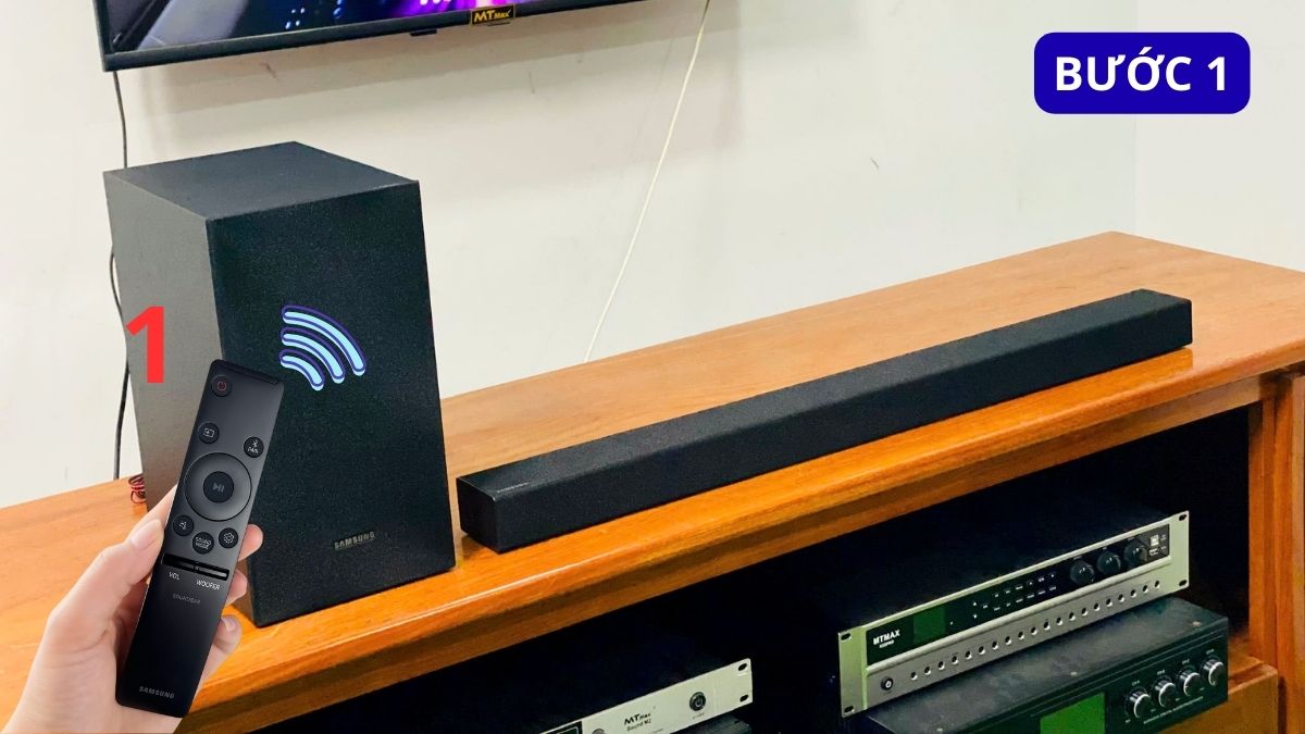 hướng dẫn sử dụng hướng dẫn cách Kết nối loa thanh Samsung T420 với TV qua SoundConnect bước 1