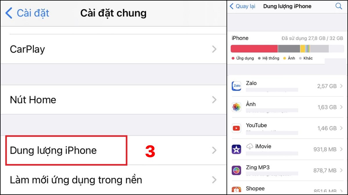 Cách khắc phục iPhone 13 Pro Max bị chớp màn hình giải phóng dung lượng bước 2