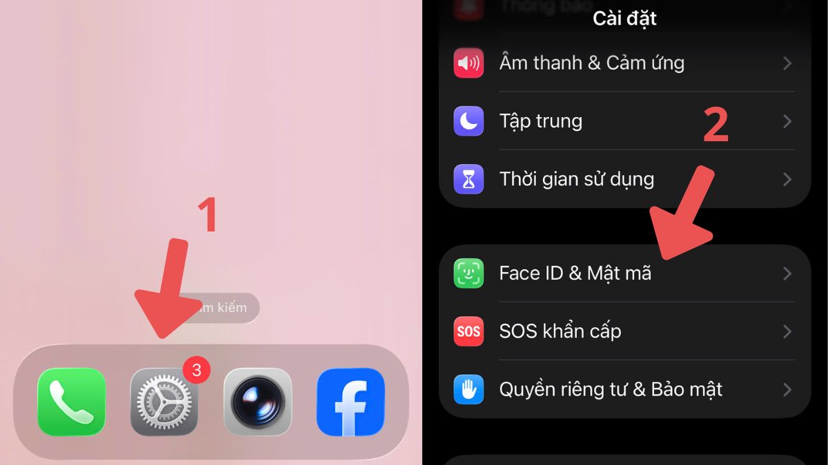 Cách khắc phục lỗi iPhone mất Face ID đặt lại bước 1