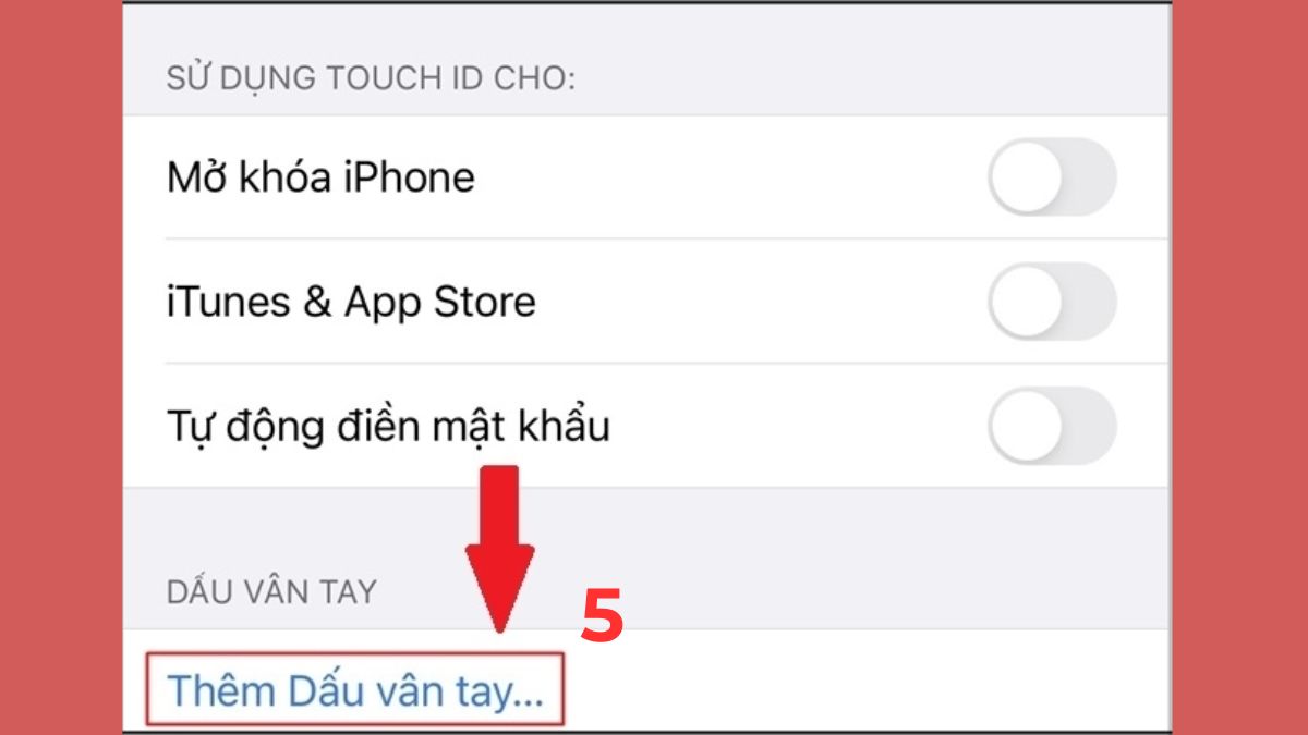 Cách khắc phục iphone mất vân tay xoá vân tay cũ bước 3