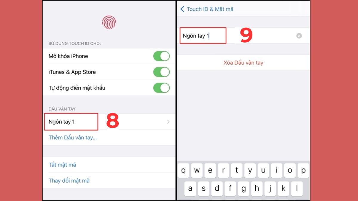 Cách khắc phục iphone mất vân tay xoá vân tay cũ bước 5