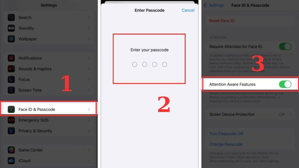 Cách khắc phục iPhone tự tắt màn hình khi đang sử dụng - Tắt Attention Aware Features