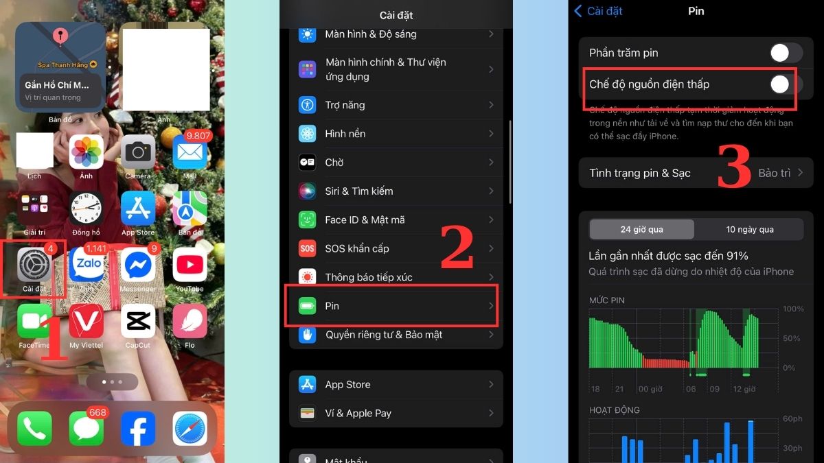 Cách khắc phục iPhone tự tắt màn hình khi đang sử dụng - Tắt tiết kiệm pin