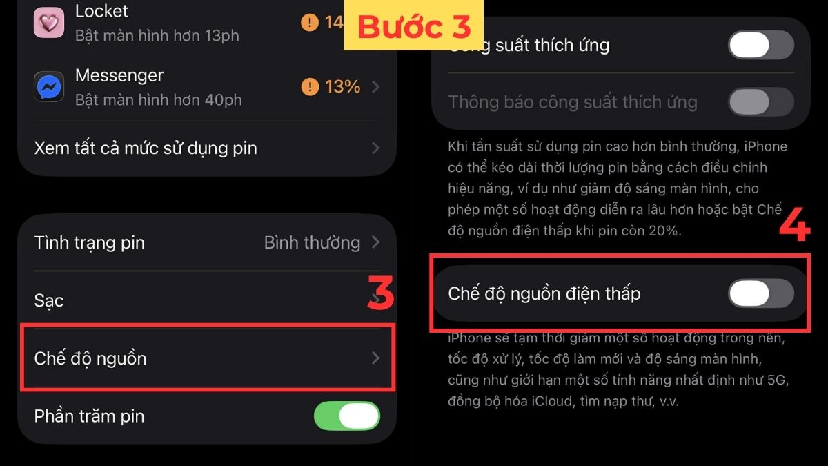 Cách sửa lỗi không chỉnh được thời gian khóa màn hình iPhone chế độ nguồn điện thấp bước 3