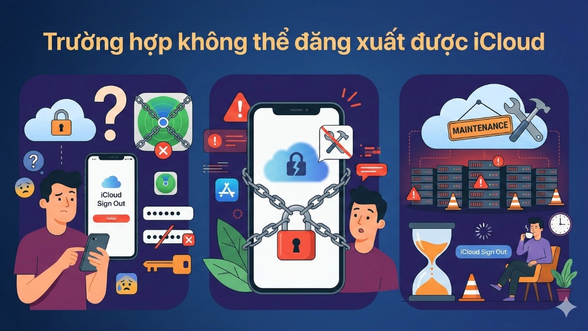 Trường hợp không thể đăng xuất được iCloud