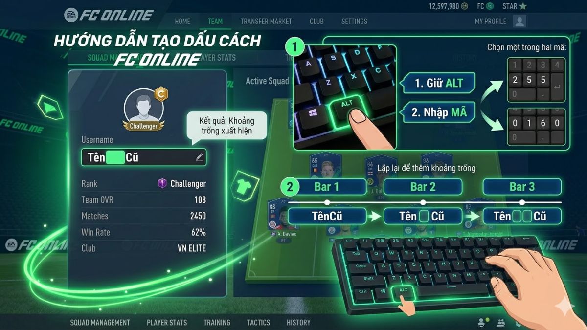 Tổng hợp ký tự đặc biệt FC Online dấu cách
