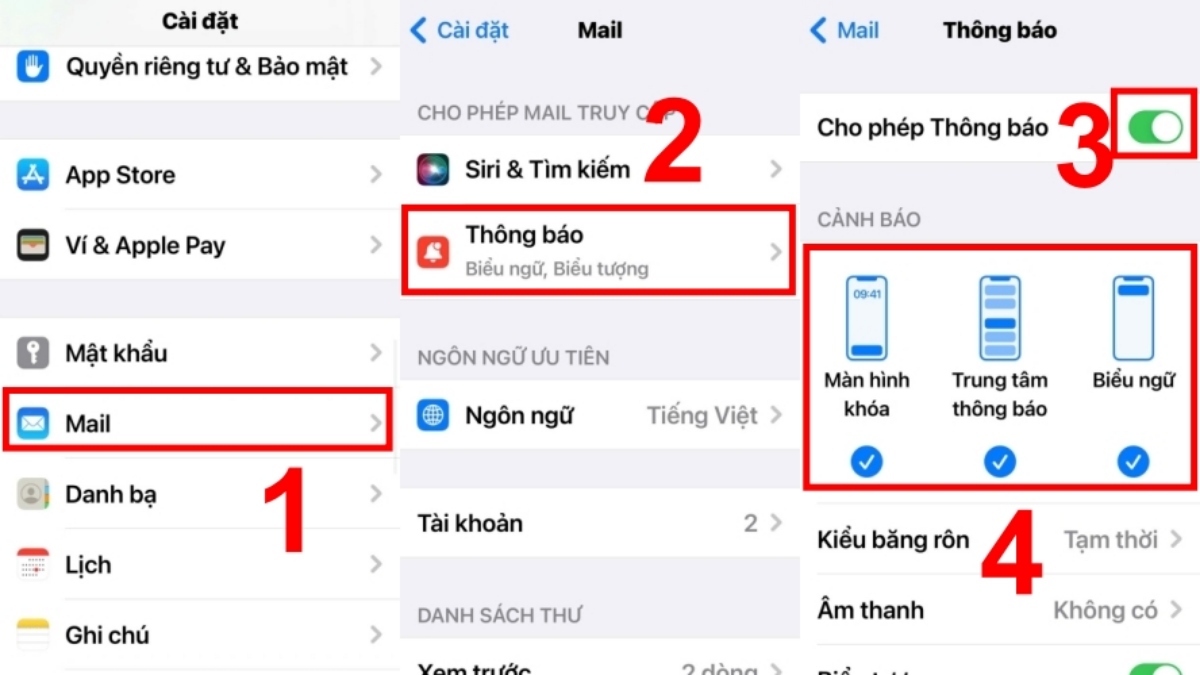 Cách khắc phục lỗi iPhone không nhận được Email cài đặt thông báo gmail