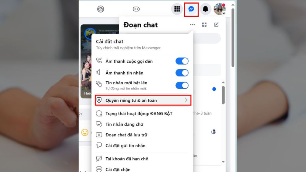 Cách đổi mã PIN Messenger trên máy tính bước 1