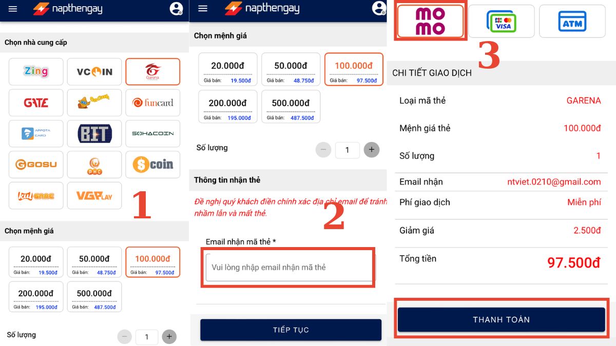 cách Nạp thẻ Liên Quân bằng Momo bước 1