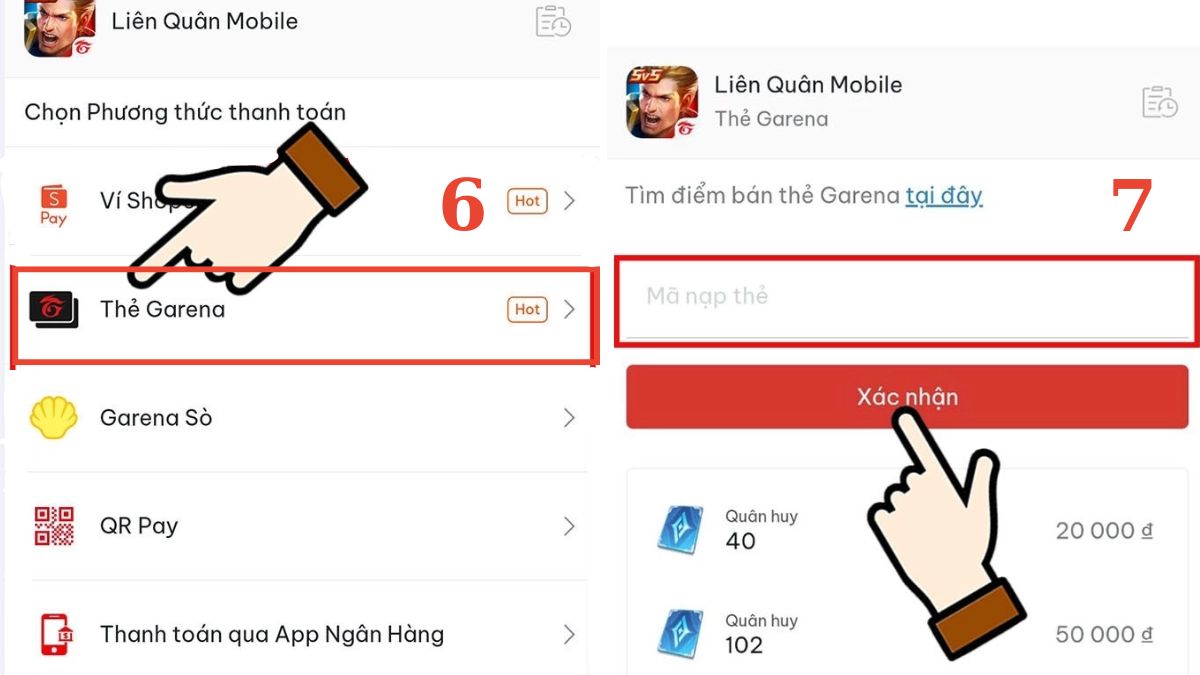 cách Nạp thẻ Liên Quân bằng Momo bước 3