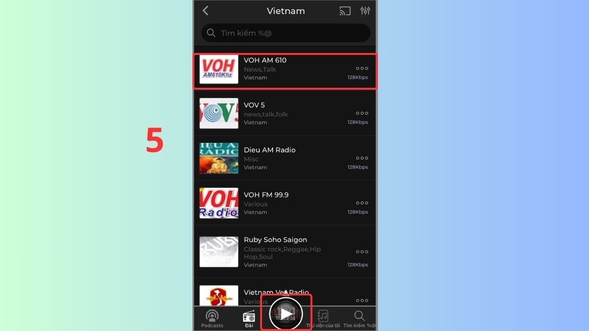 hướng dẫn cách Nghe radio trên iphone bằng ứng dụng Radio FM bước 2