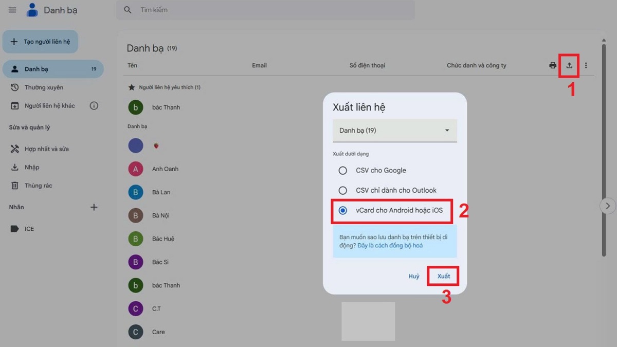 Cách nhập danh bạ từ Gmail vào iCloud trên iPhone bước 1