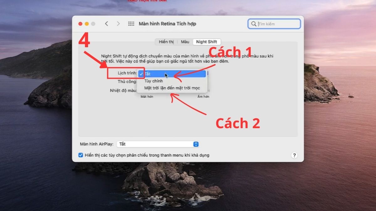 Cách sử dụng Night Shift trên máy tính bước 4
