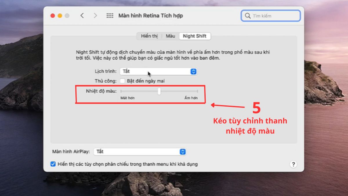 Cách sử dụng Night Shift trên máy tính bước 5